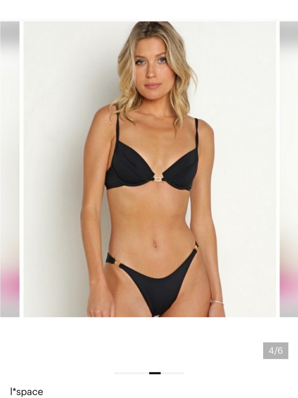 La Blanca Black Bikini Set with Gold Heart Accents
